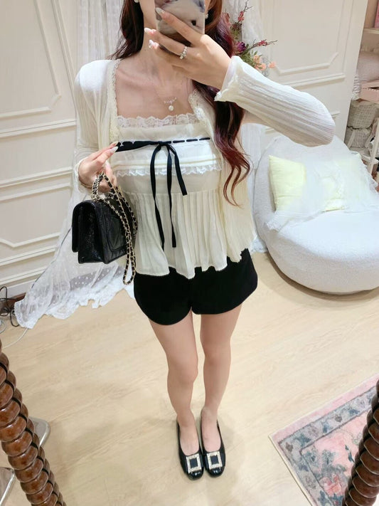 [Celebrity] Cute Bow Lace Camisole