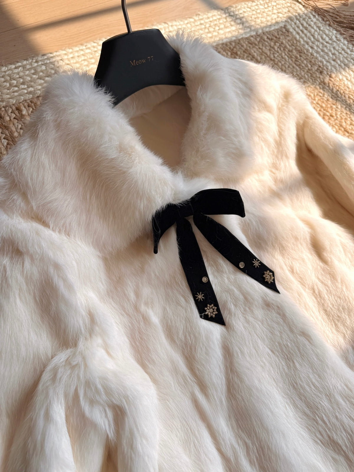 ⁠[Bestseller] Rabbit Fur Ribbon Bow Jacket (PC-015)⁠