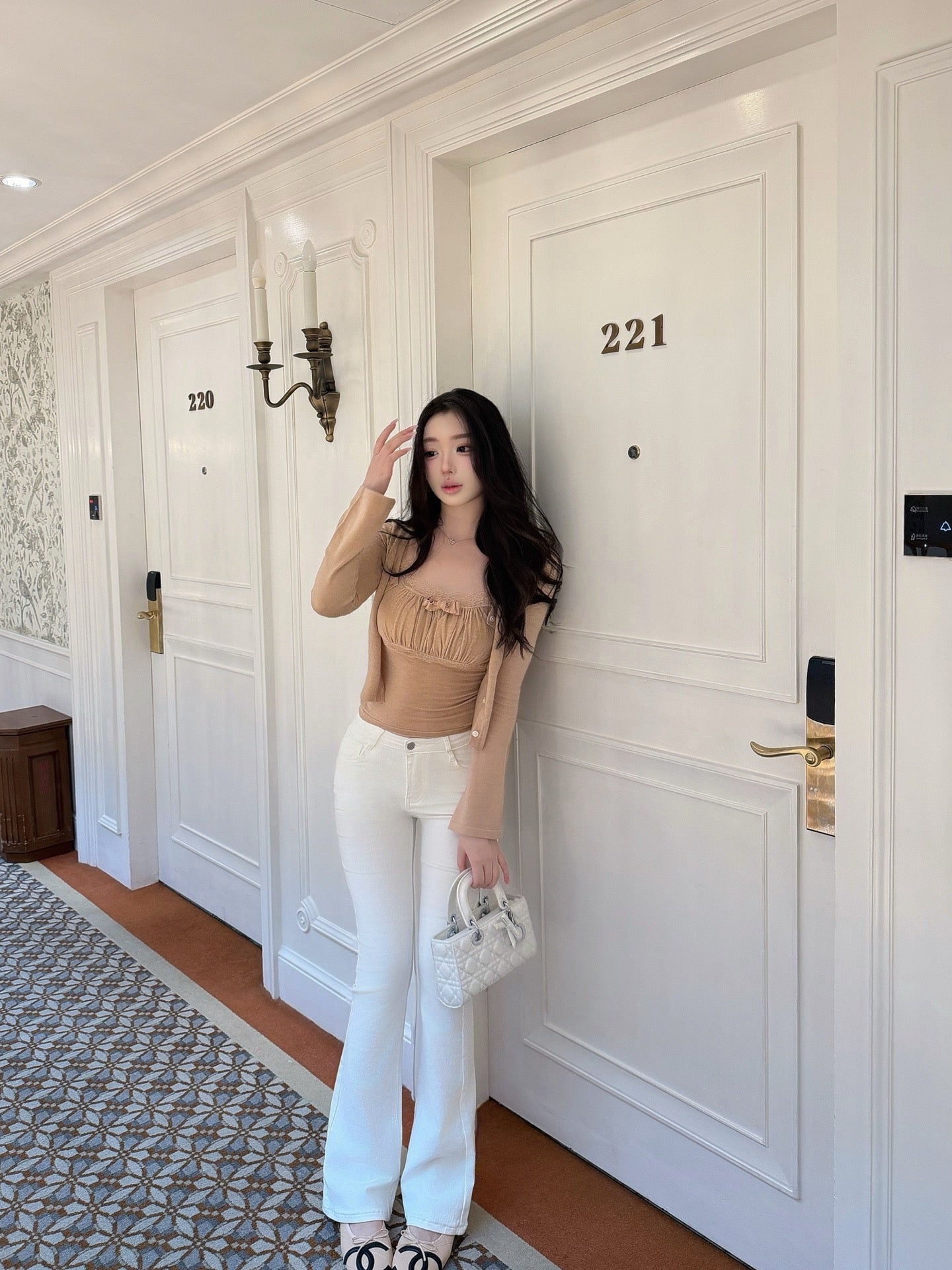[Coquette] Soft Lace Trim Knit Cami and Cardigan Set (MYQ-01)⁠