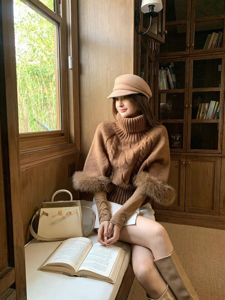 [Stylish] Korean Style High Neck Knitted Sweater