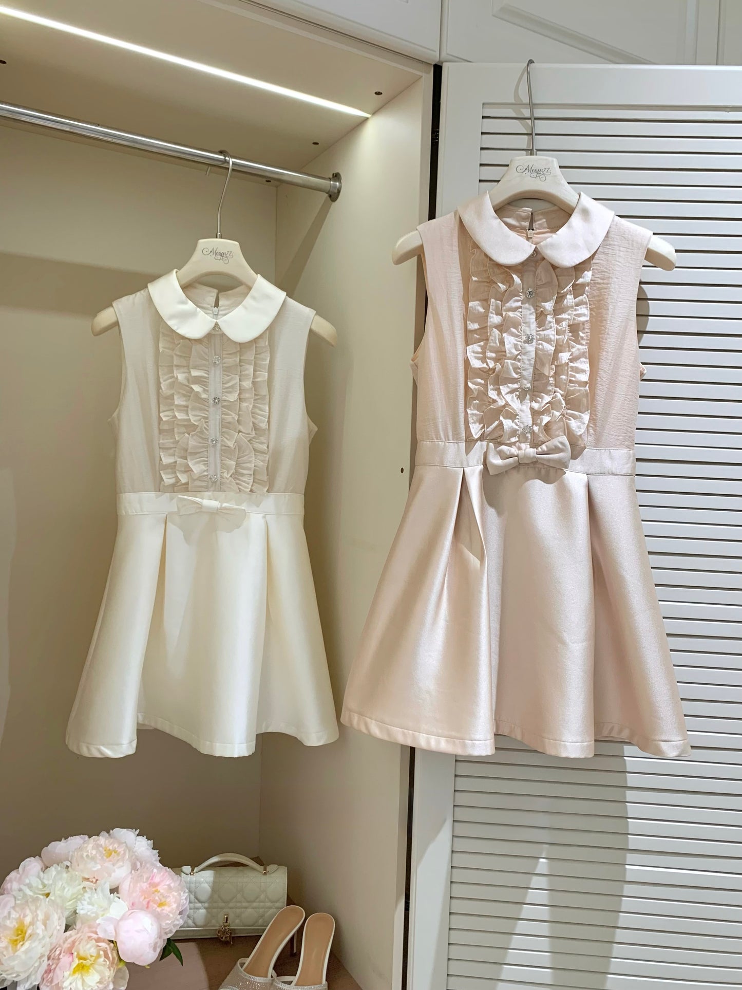 [Preppy] Peter Pan Collar Bow A-Line Mini Dress (Q1177)
