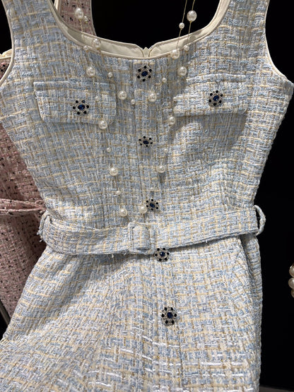 [Celebrity] Popular Slim Tweed Dress (with belt)