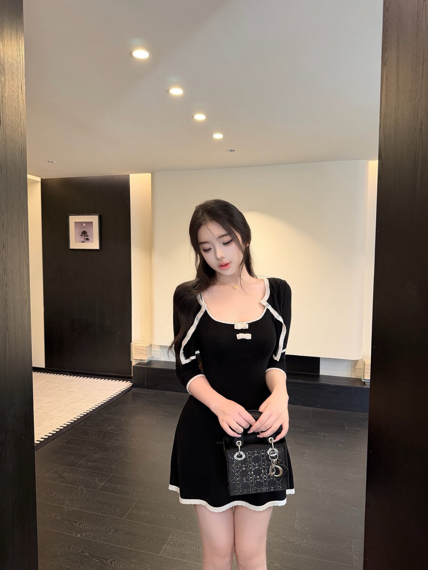 [Signature] Slimfit Knit Cardigan & Cami Dress Set (MY-08/MY-09)