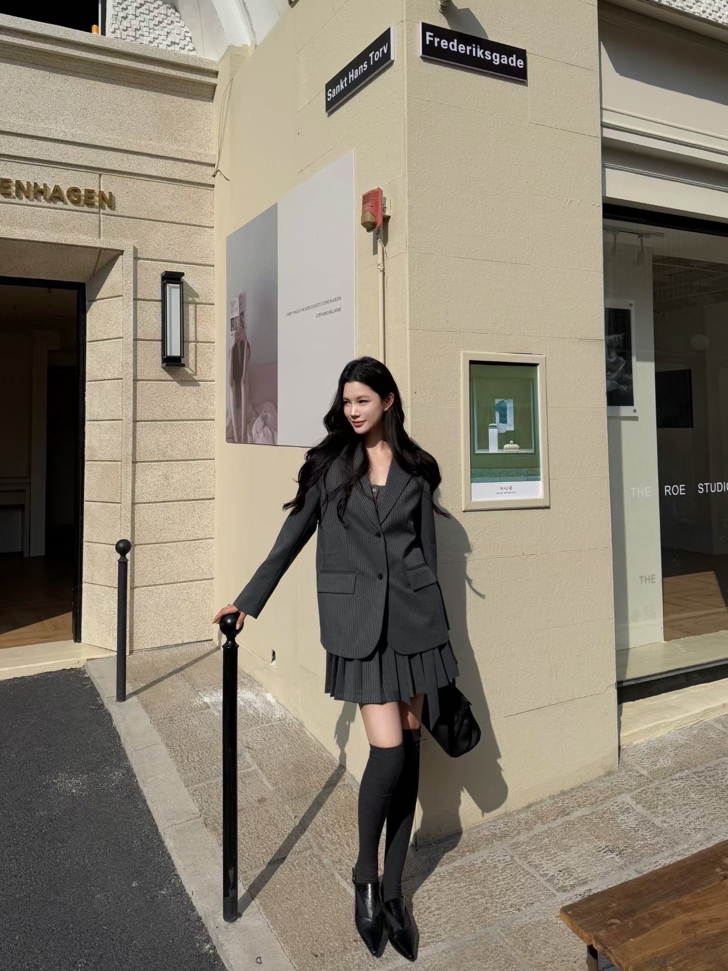 [Miu Style] Stripes Blazer + Pleated Skirt Set