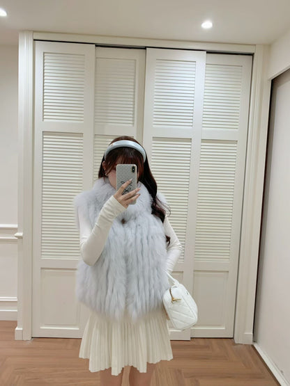 [Luxury] Elegant Fluffy Fox Fur Vest