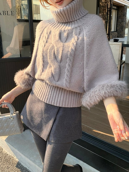 [Stylish] Korean Style High Neck Knitted Sweater