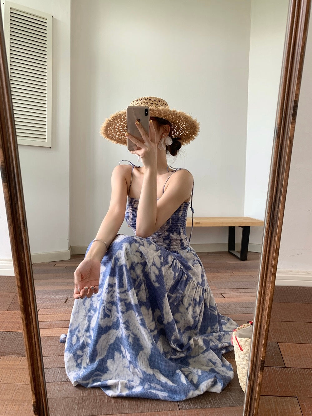 [Vacation] Artist Printing Flower Long Dress