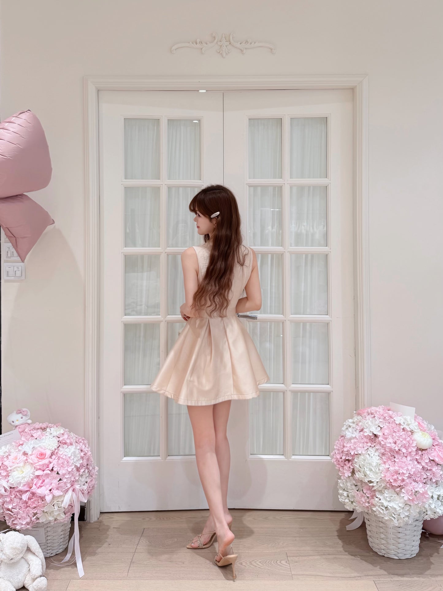 [Preppy] Peter Pan Collar Bow A-Line Mini Dress (Q1177)