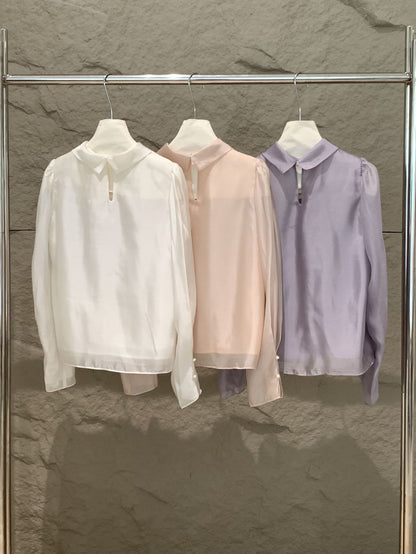 [Workwear] Elegant Chiffon Long-Sleeve Shirt