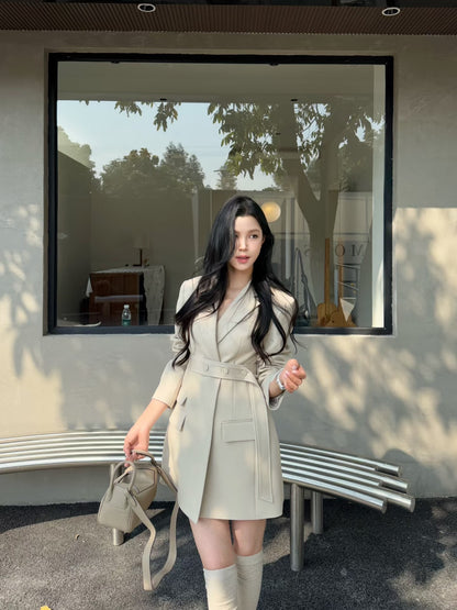 [Stylish] Designer Slimfit Blazer Skirt (with belt)