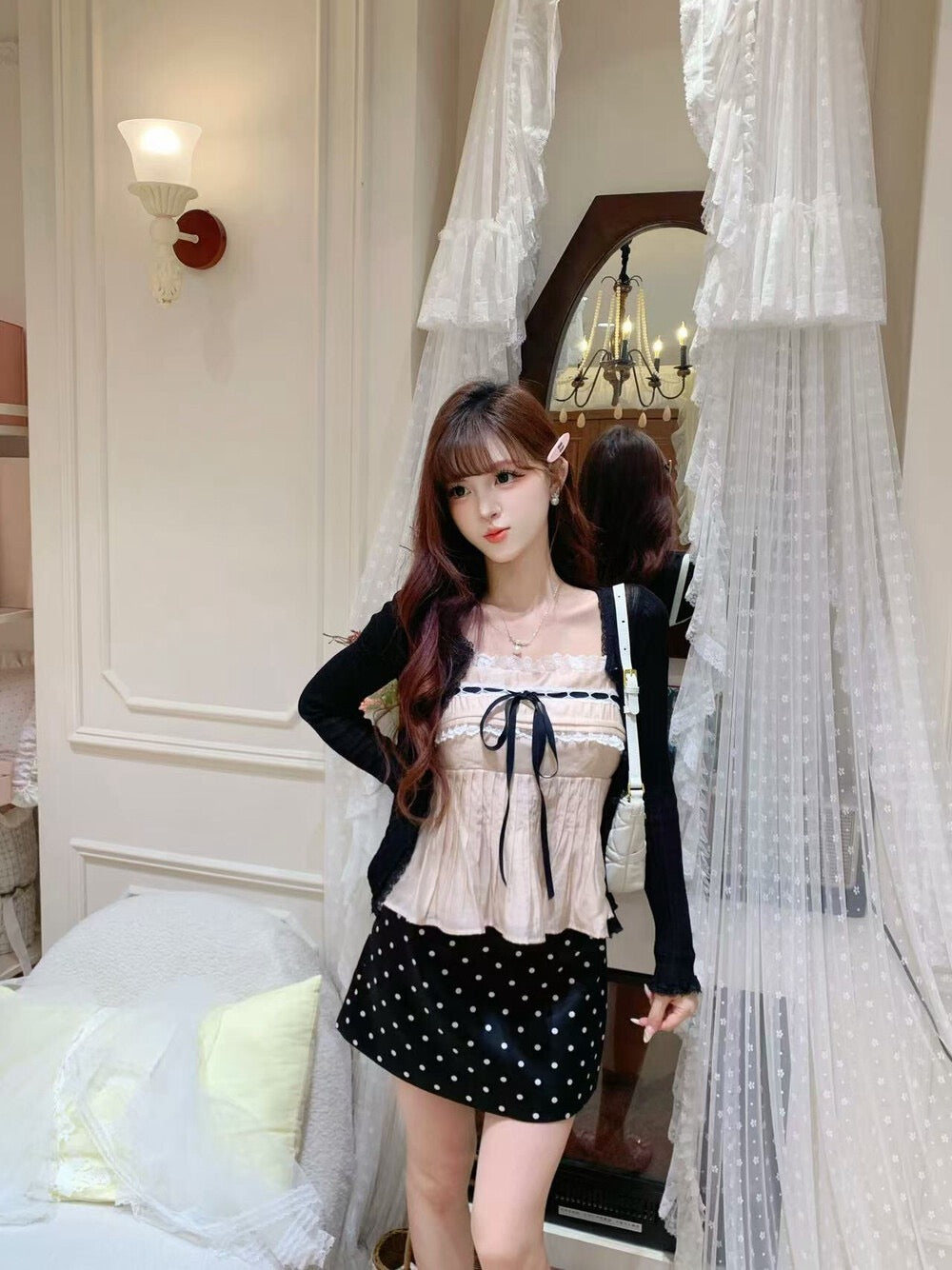 [Celebrity] Cute Bow Lace Camisole
