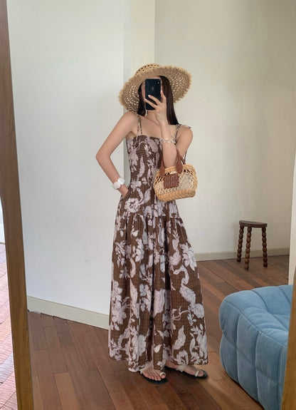 [Vacation] Artist Printing Flower Long Dress