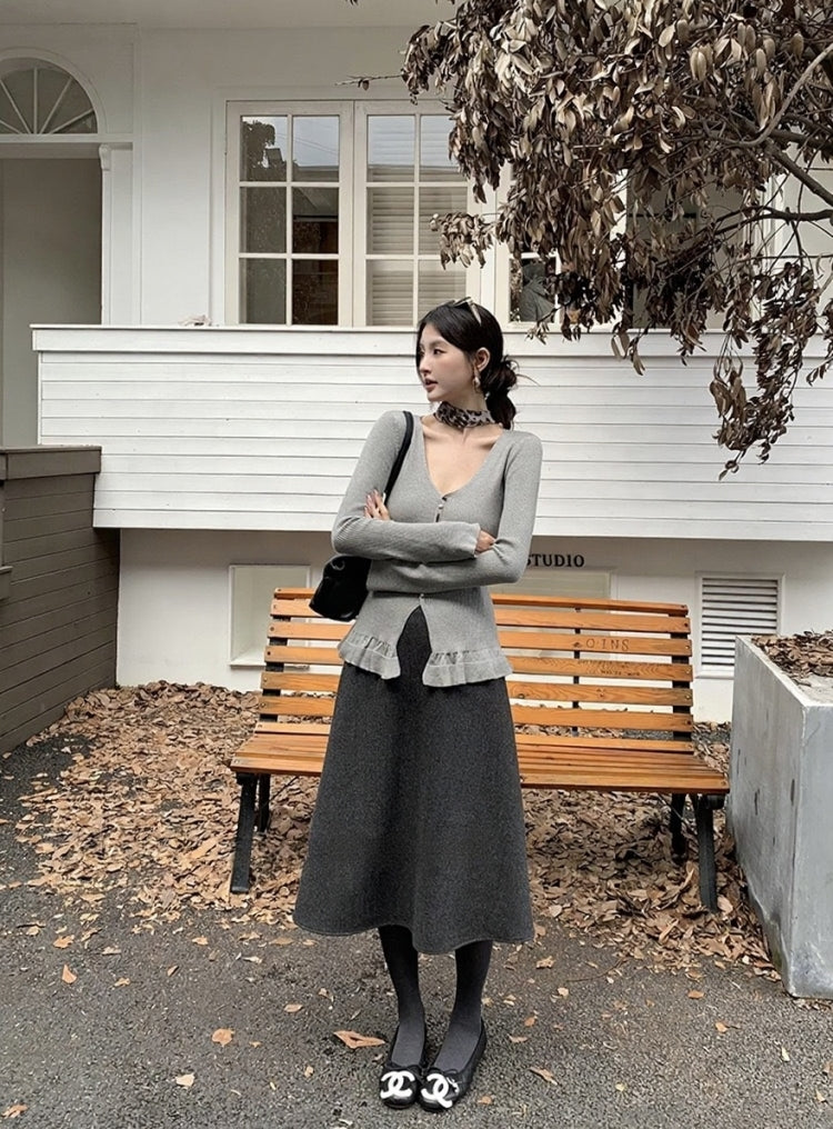 [Elegant] Waist Slimming Long Skirt