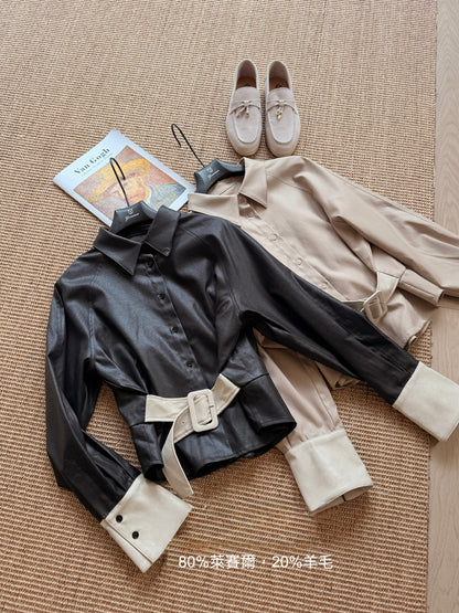 [Lumi Premium] Lyocell-Wool Belted Shirt Jacket (YR2008)