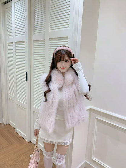 [Luxury] Elegant Fluffy Fox Fur Vest