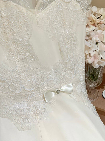 [Girlgod] Beaded Lace Mesh Overlay A-Line Dress (QF099)