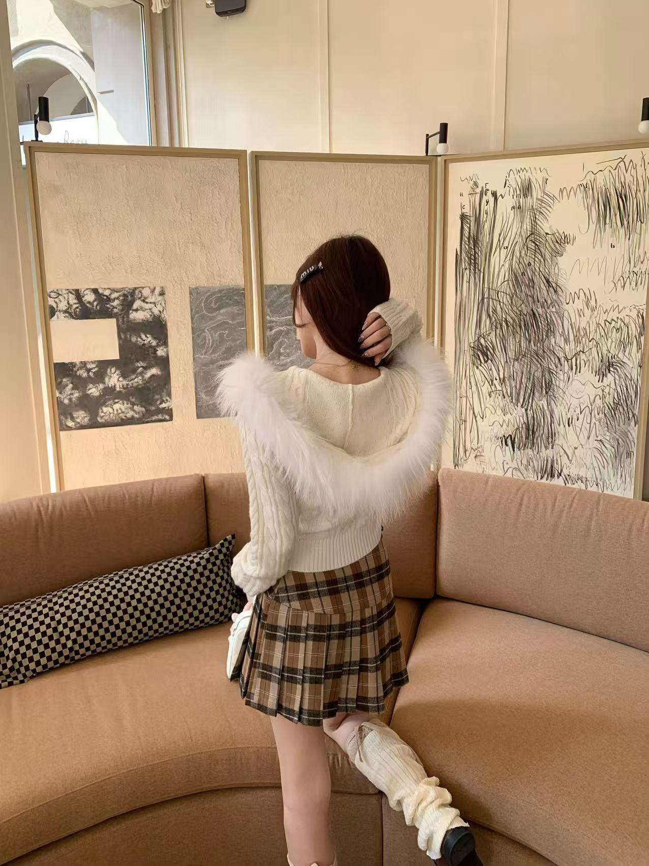 [Girly] Pleated short A-line skirt