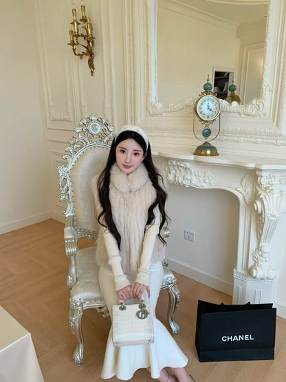 [Luxury] Elegant Fluffy Fox Fur Vest