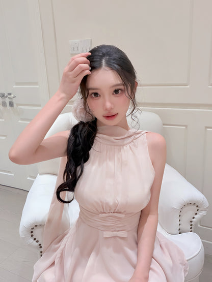 [Elegant] Chiffon Pink& Beige Dress (Q1056)