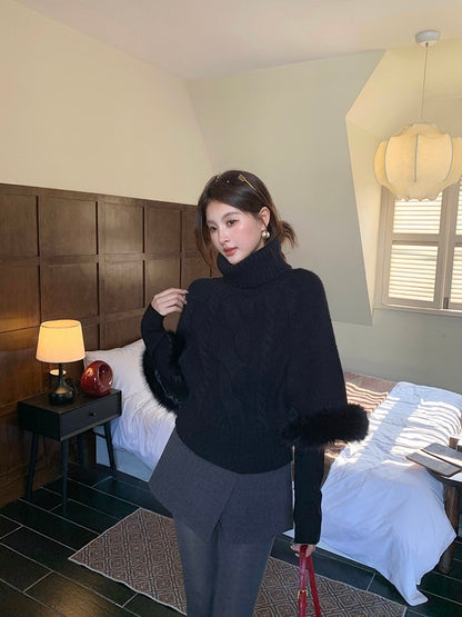 [Stylish] Korean Style High Neck Knitted Sweater