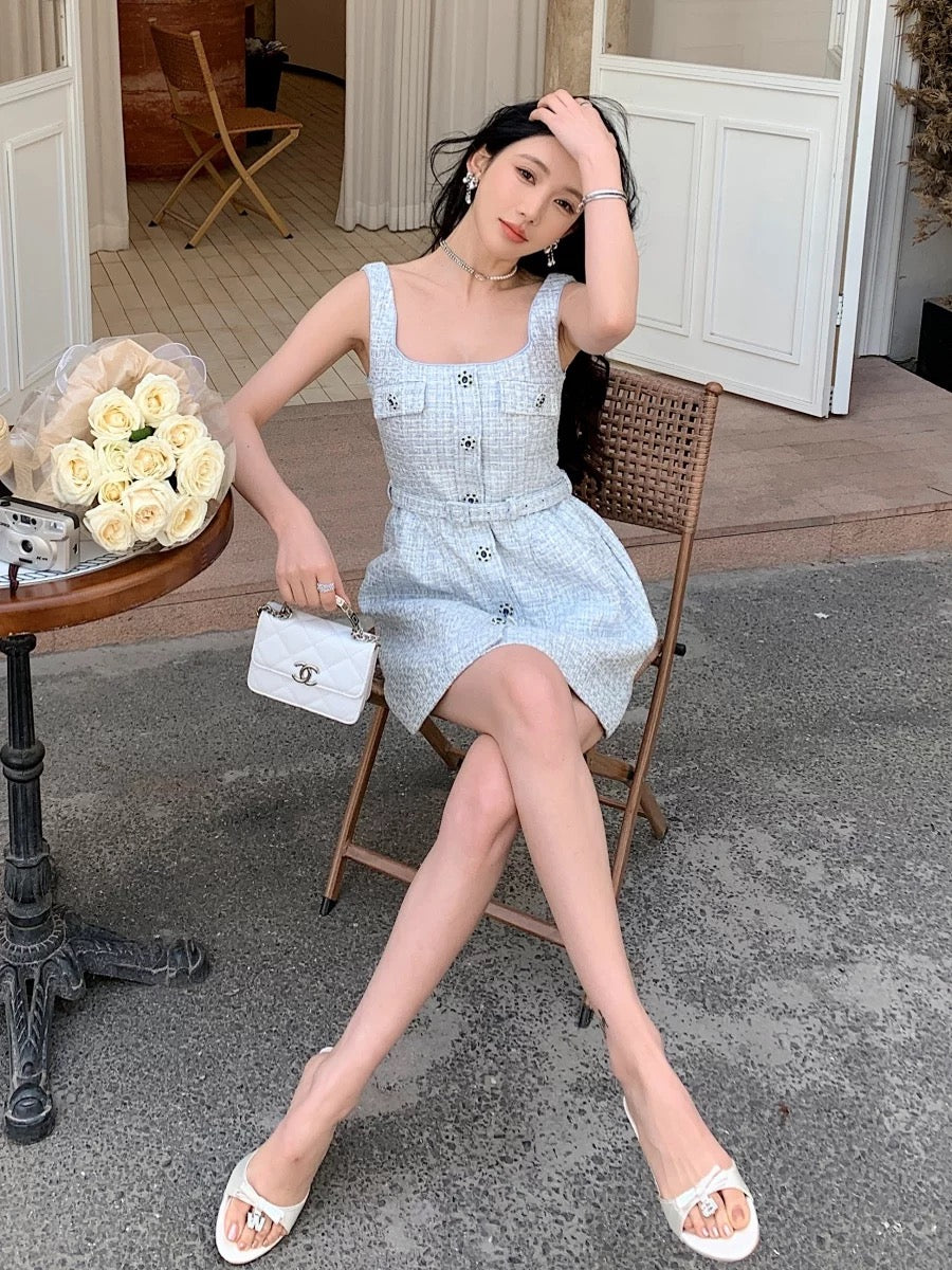 [Celebrity] Popular Slim Tweed Dress (with belt)