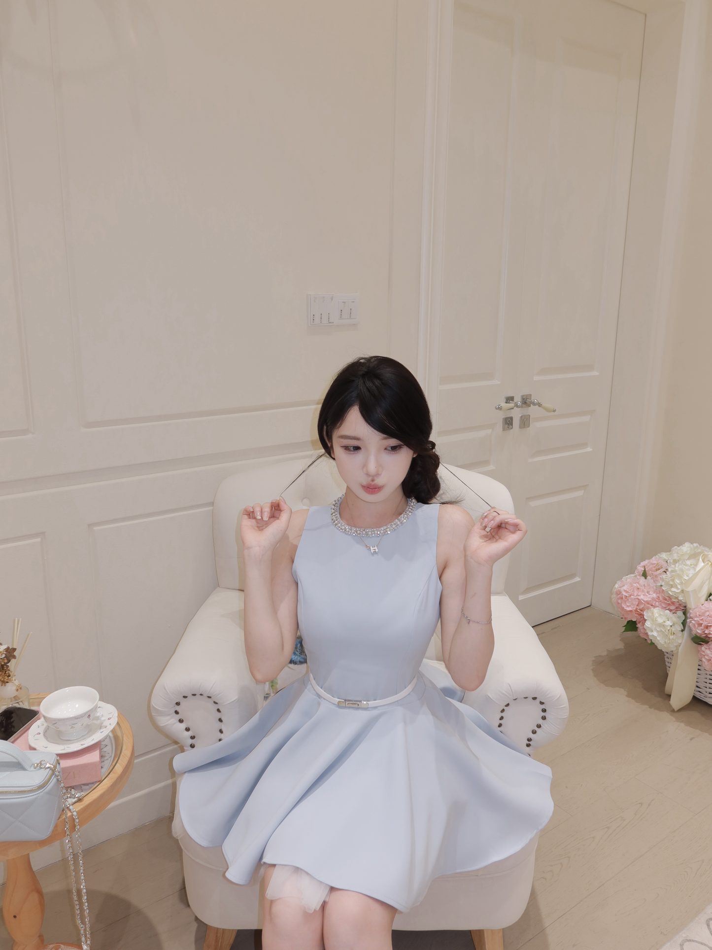 [Celebrity] Princess Slimfit Dress with Belt (QF039)
