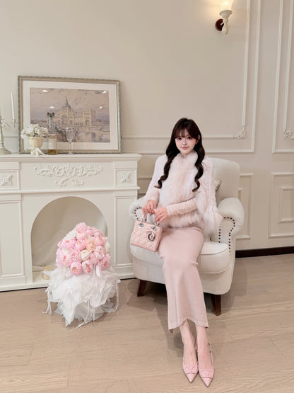 [Luxe] Fox Fur & Rex Rabbit Fur Cape Jacket (PC-010)