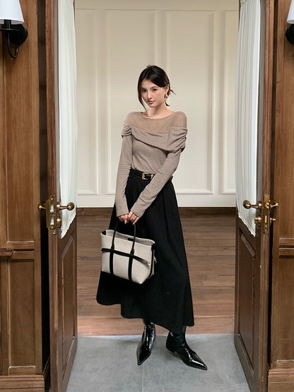 [Stylish] White Label Lace 28%Wool Top