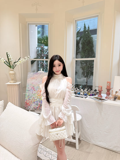 [Celebrity] Elegant Pink & Beige Dress (Q1037)