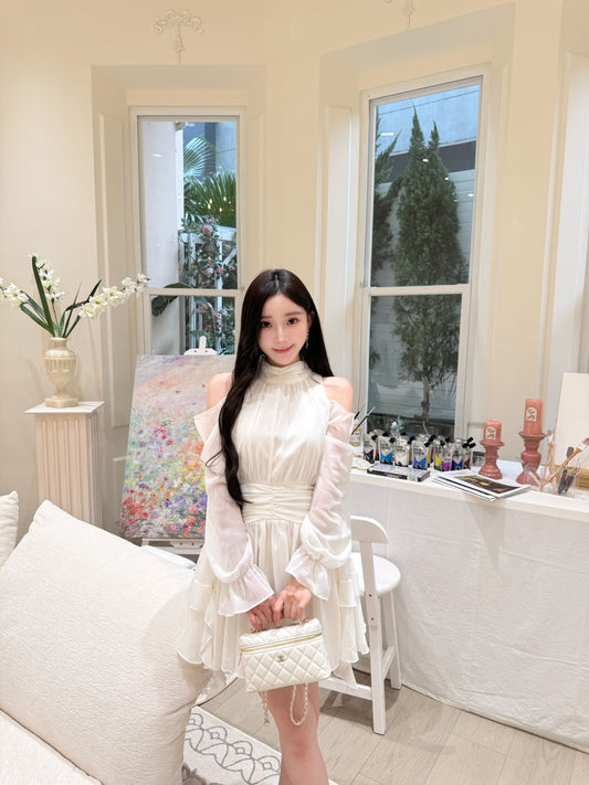 [Celebrity] Elegant Pink & Beige Dress (Q1037)