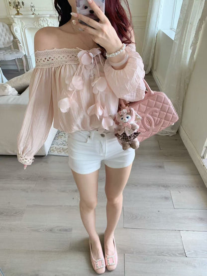 [Flower] Girlgod off-shoulder Top