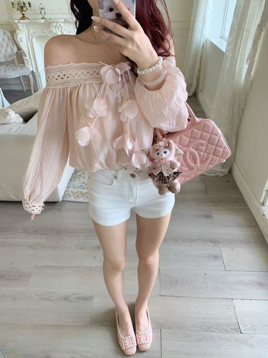 [Flower] Girlgod off-shoulder Top