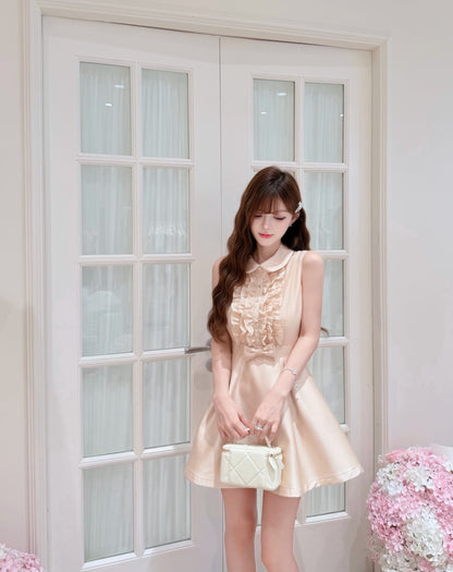 [Preppy] Peter Pan Collar Bow A-Line Mini Dress (Q1177)
