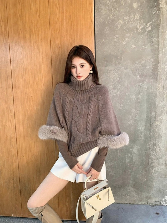[Stylish] Korean Style High Neck Knitted Sweater