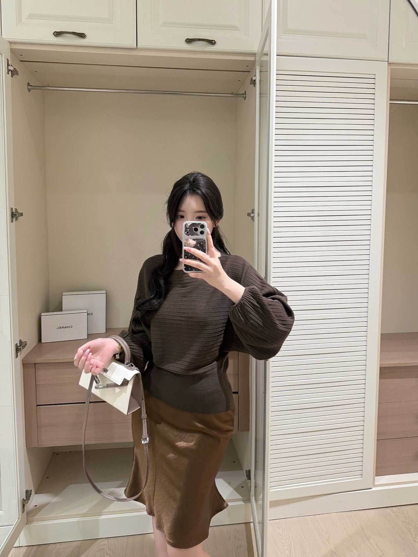 [Dating] Off-Shoulder Batwing Knit Top with Belt (QH-022)