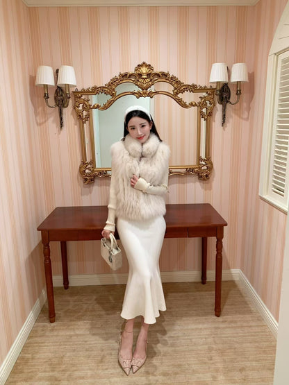 [Luxury] Elegant Fluffy Fox Fur Vest