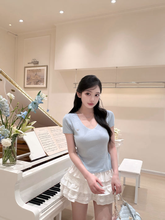 [Bling Bling] Crystal Embellished Top (QF025)