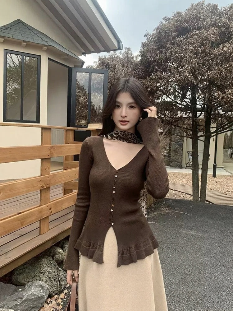 [Girly] Color V-Neck Wool Top
