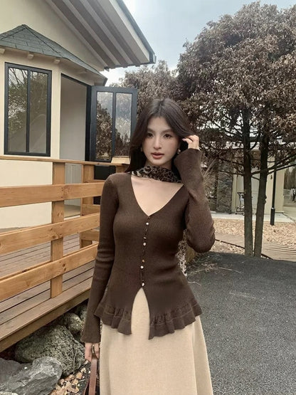 [Girly] Color V-Neck Wool Top