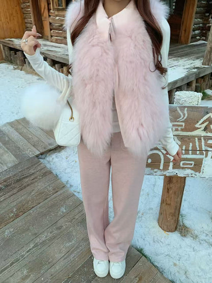 [Super Warm] Fluffy Fox Fur 90% Down Vest