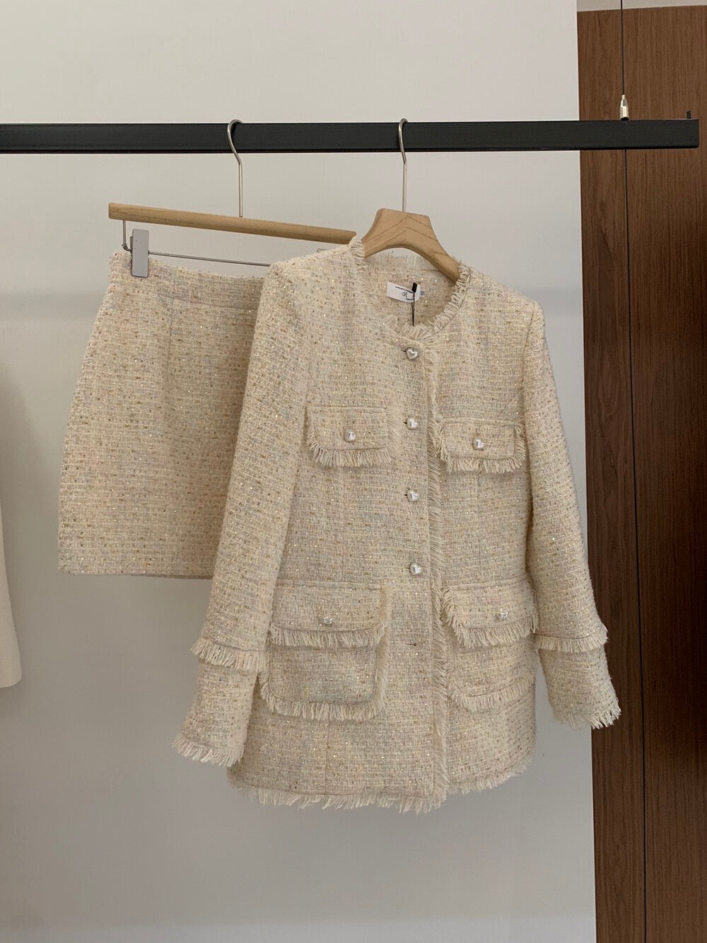 [Workwear] OL Tweed Blazer + Skirt Set