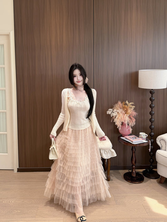 [Fairy] Multi-Layer Tulle Tiered Maxi Skirt (Q1295)
