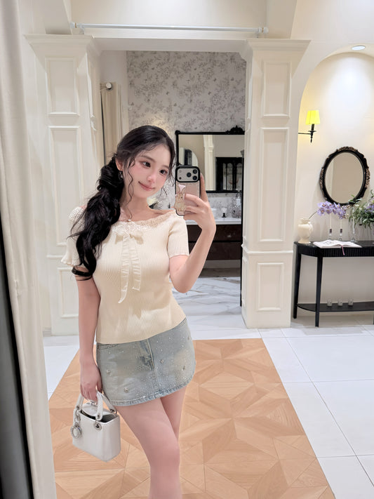 [Versatile] Ribbon Knitted Top (MY902)