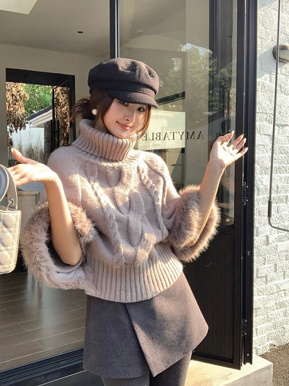[Stylish] Korean Style High Neck Knitted Sweater