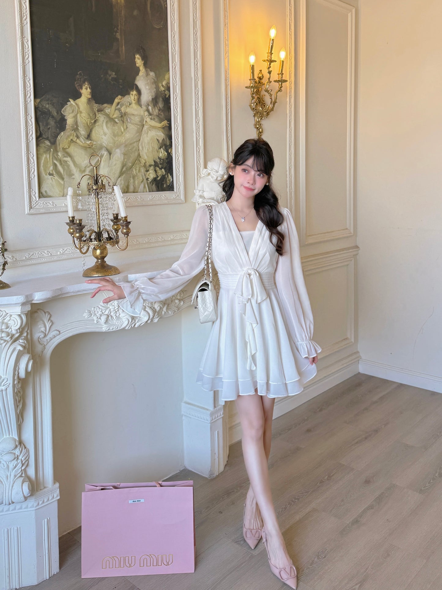 [Celebrity] Chiffon Ribbon Skirt