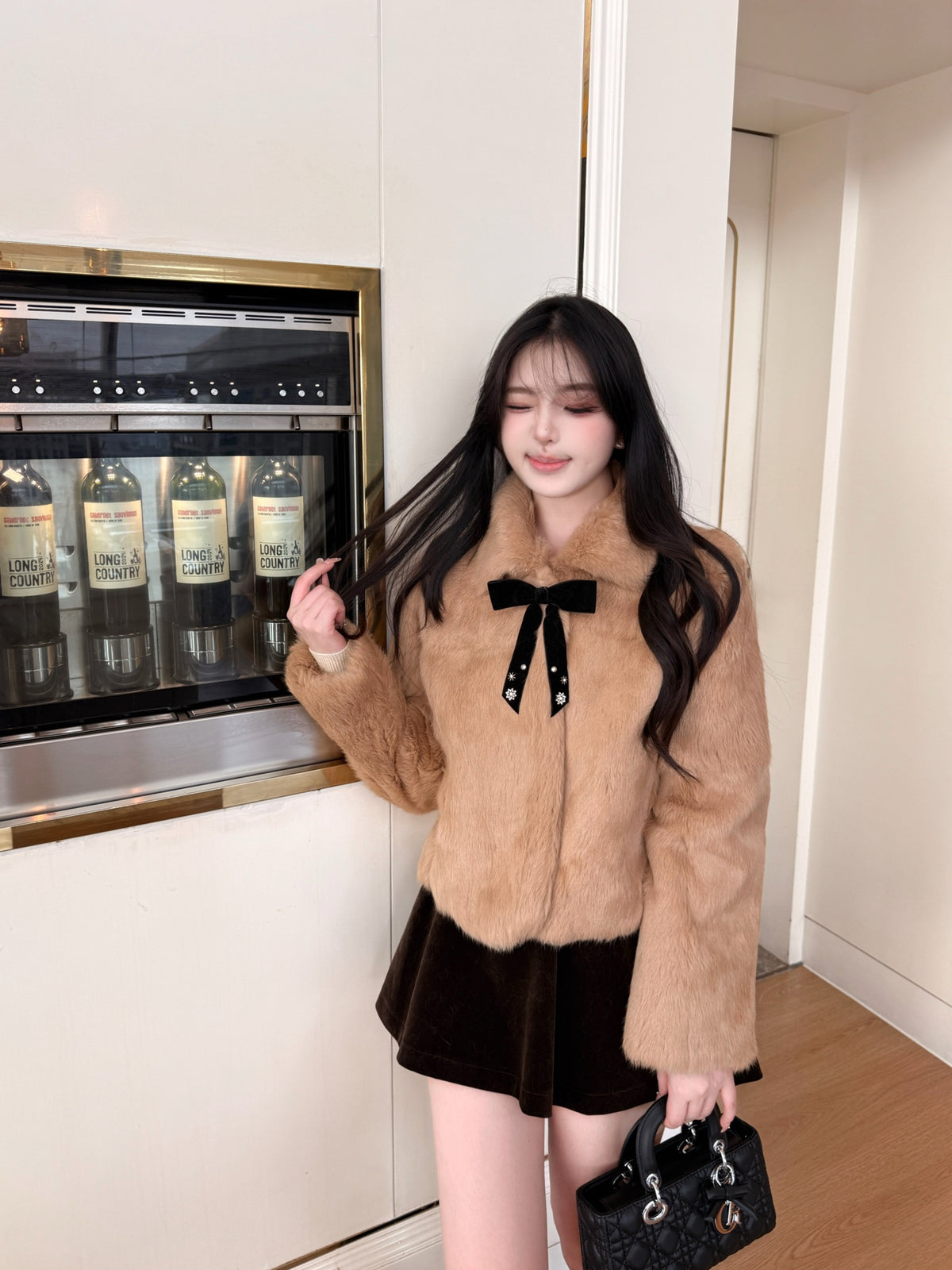 ⁠[Bestseller] Rabbit Fur Ribbon Bow Jacket (PC-015)⁠