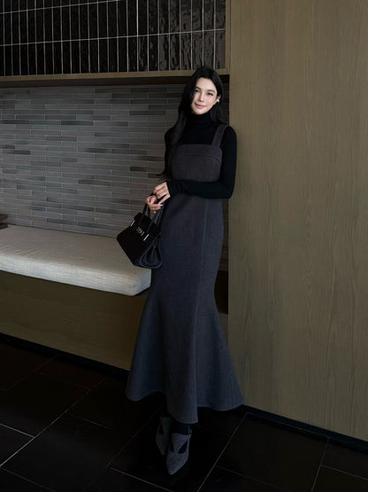 [Elegant] Woolen Fishtail Vest Skirt