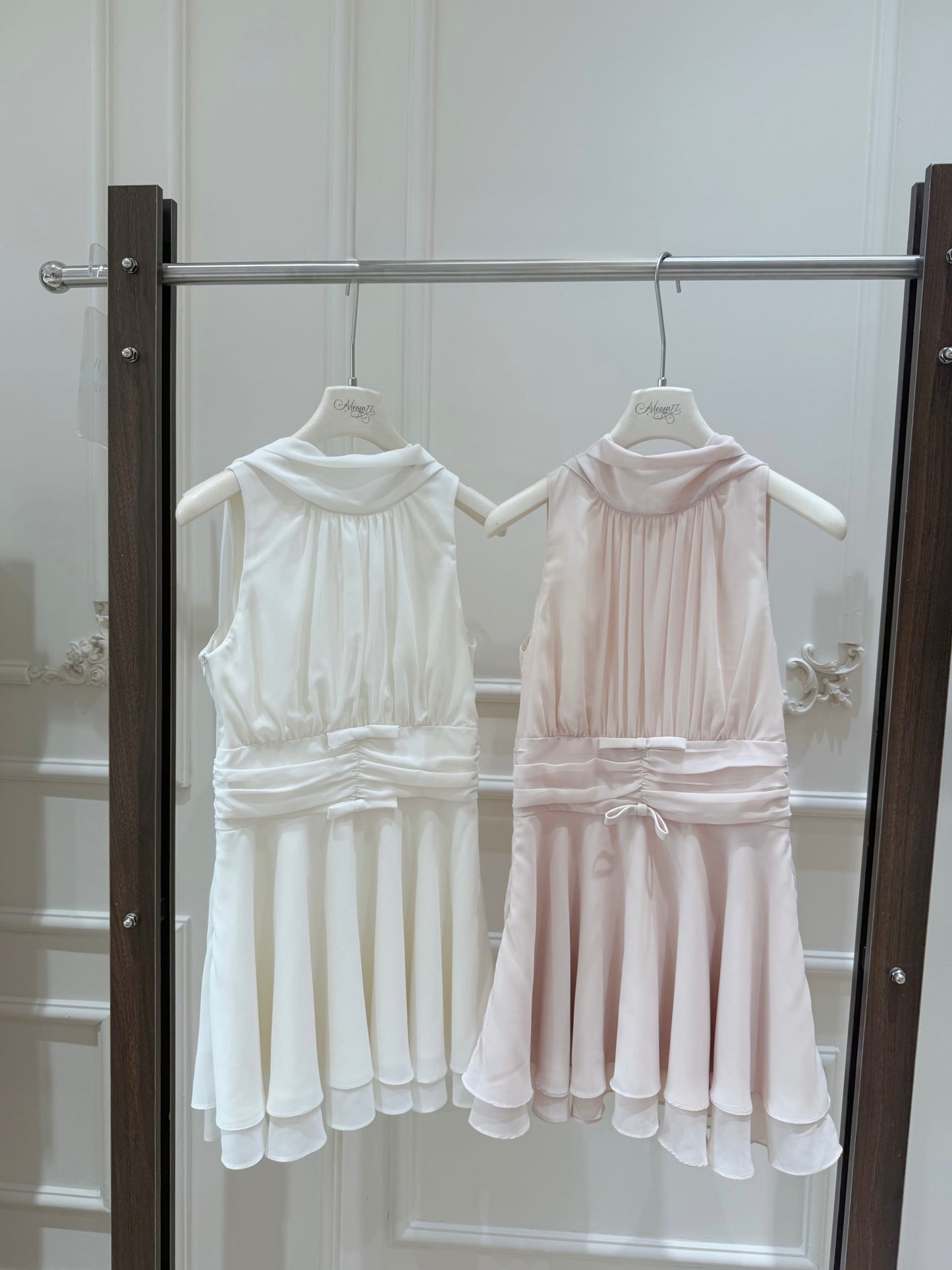 [Elegant] Chiffon Pink& Beige Dress (Q1056)