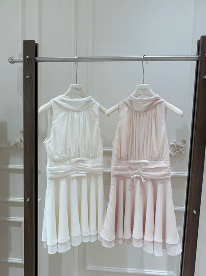 [Elegant] Chiffon Pink& Beige Dress (Q1056)