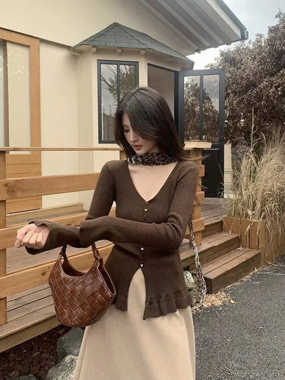 [Girly] Color V-Neck Wool Top